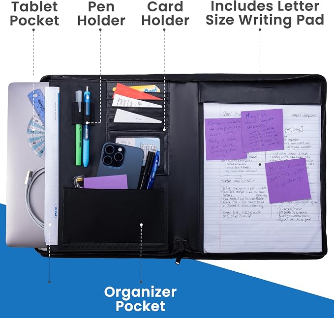 Case-it Zipper Padfolio | Letter Size | PAD-62 Oxford Brown | Supreme, Letter Size Writing Pad, Tablet Case, School & Office