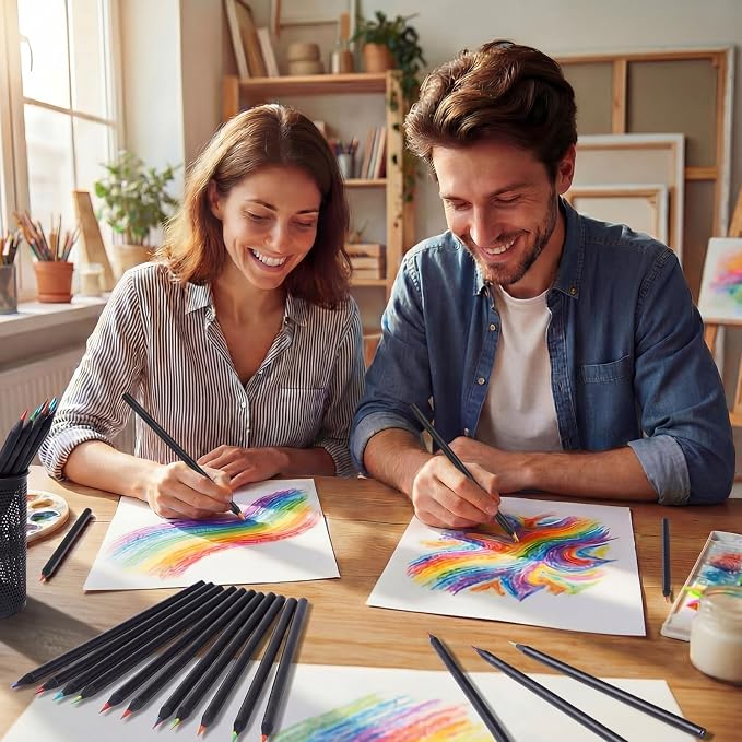 Nezyo 48 Pack Rainbow Colored Pencils Bulk-7 Color in 1 Wooden Rainbow Pencils Colored Pencil Art Supplies for Adults Drawing Coloring Sketching Reward Gifts Stocking Easter Basket Stuffers