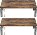 ECOLOVI Adjustable Wood Computer Monitor Stand Riser, Office Desk Organizer and Accessories for Monitor, Laptop, PC, Printer, Office Desk Accessories Workspace Organizer for Home Office Supplies, Brown 2-Pack