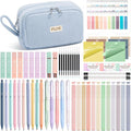 62PCS Aesthetic School Supplies Cute Back to School Supplies Stationary Set | College Preppy Essentials Kit with Large Pencil Pouch Case, Pastel Highlighters Gel Pens Mechanical Pencils for Student Girls