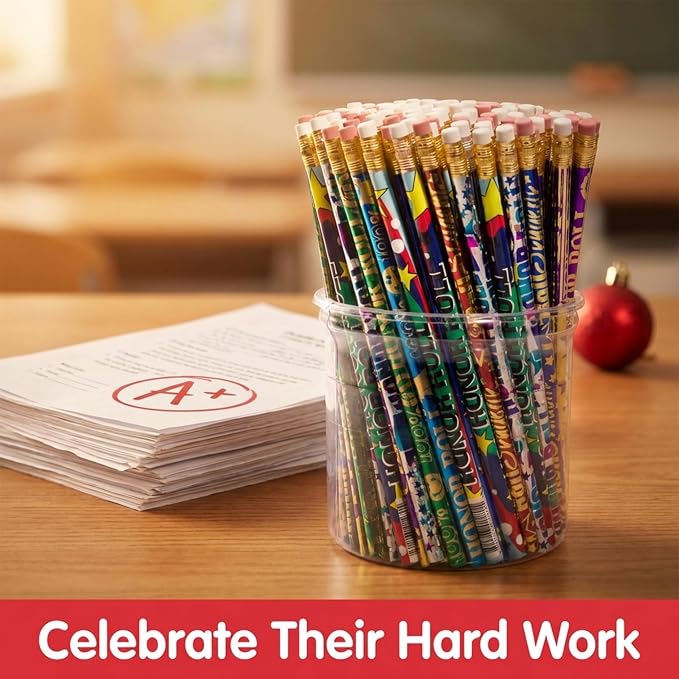Anderson's Honor Roll Pencil Tub, Fun & Colorful Pencils, Perfect for School Supplies, Classroom Rewards, Creative Writing, Party Favors, and Motivational Gifts, Set of 144