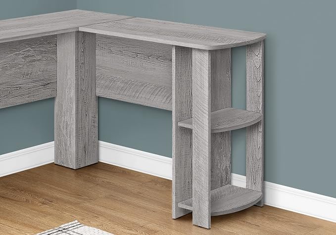 Monarch Specialties I 7720 Computer Desk, Home Office, Corner, Storage Shelves, 48" L, L Shape, Work, Laptop, Laminate, Grey, Contemporary, Modern