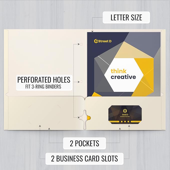 Better Office Products Two Pocket Portfolio Folders, 50-Pack, White, Letter Size Paper Folders, 50 Pieces, White