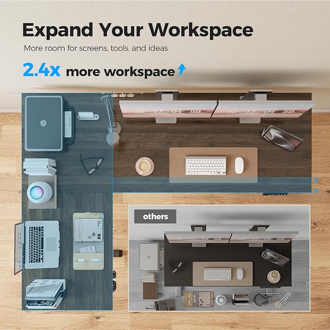 Agilestic L Shaped Standing Desk 63 inch Adjustable Height, Electric Corner Standing Desk, Sit Stand Computer Table with Splice Board, Dark Walnut | Corner Desk, Ample Workspace, Memory Presets, Hooks, Stable Steel Frame,176 lbs Capacity, Easy Assembly...