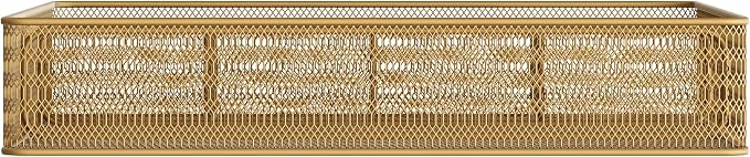 Martha Stewart Ryder Mesh Metal 6-Compartment Drawer Organizer, Gold | Steel Mesh, Gold Finish