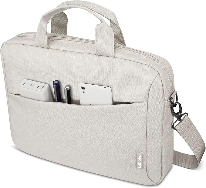 Lenovo 16" Laptop Bag T210 (ECO), Water-Resistant Laptop Sleeve Case with EVA Protective Padding, Dual Compartments, Travel Strap, Eco-Friendly Recycled Material, Fits Up to 16-Inch Laptops, Beige
