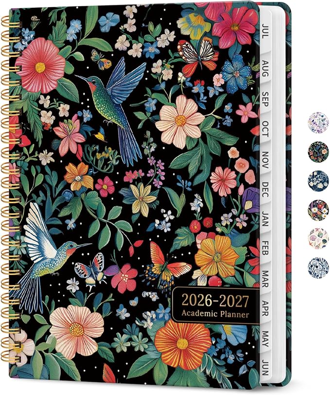 Taja Planner 2026-2027, Jul 2026-Jun 2027 Monthly & Weekly Calendar Planner | 8.5" x 11", Hardcover Academic Calendar, Teacher Student Agenda Book with Tabs, School Office Supplies, Hummingbird