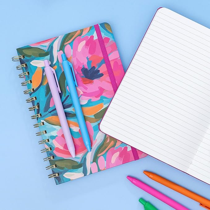 PAPERAGE Lined Spiral Journal Notebook, (Navy), 160 Pages, Hardcover Journal for Women & Men, Medium 5.5 in x 8 in - 100 GSM, Thick Paper, Spiral Notebook for Work, School & Journaling