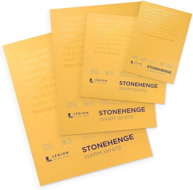 Stonehenge 100% Cotton Medium Weight Pad, Warm White, 11 x 14 inches, 250gsm, 15 Sheets for Dry Media