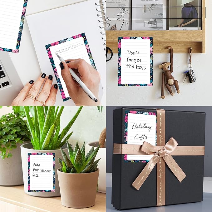 SXboxing Sticky Notes 4X6 Inches, 2 Pack Large Cute Self-Stick Pads, Bright Funny Memo Pads Easy to Stick for Home, Office Purple Boho Flowers