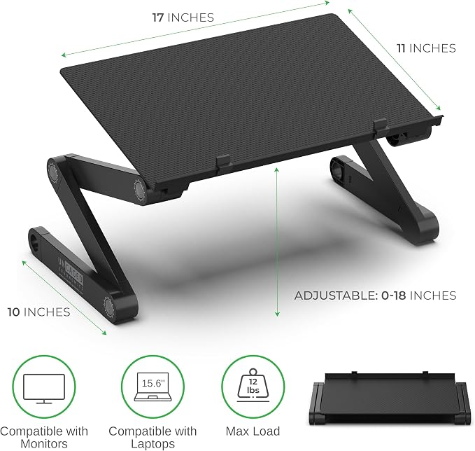 WorkEZ Monitor Stand, Single Mount Height Adjustable Monitor Riser for Desk, Ergonomic Desktop Computer Stand