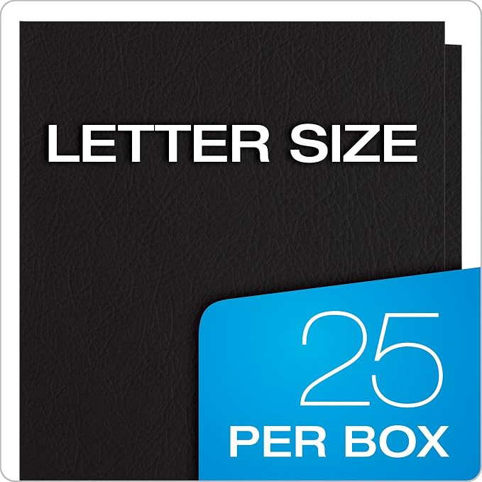 Oxford Twin-Pocket Folders,Textured Paper,Letter Size,Black,Holds 100 Sheets,Box of 25 (57506EE),8-1/2 x 11,(Pack of 5)