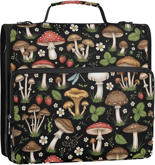 Zipper Binder Bag 3 Ring File Folder Portfolio Organizer Zippered Binder Bags with Strap Fits Laptop Women Men