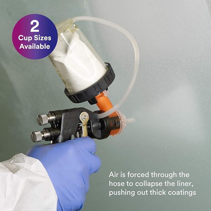 3M PPS (Original Series) H/O Pressure Cup with Air Hose, 16121, Mini, 6 oz, Use w/ 3M Accuspray HGP Spray Gun for Thick High-Viscosity Paints, Stains, Varnishes, Coatings and Primers, 1 Pack
