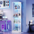 AMERLIFE 18-Inch RGB Open Display Cabinet | 70 H x 18 W x 14 D In, 4-Tier Storage, Adjustable Shelves, RGB LED Lights, Open Design, White