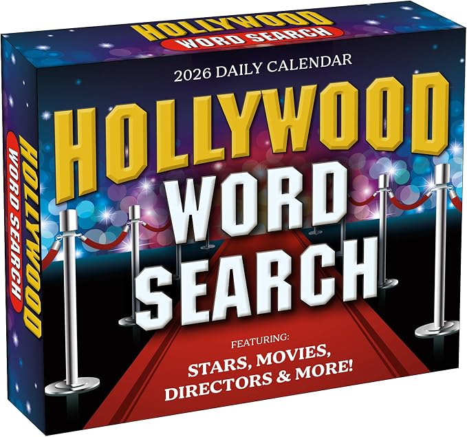Hollywood Word Search 2026 Daily Desk Calendar: Boxed Page-a-Day Puzzle Calendar with Day-to-Day Word Searches on Movies, Stars & Pop Culture