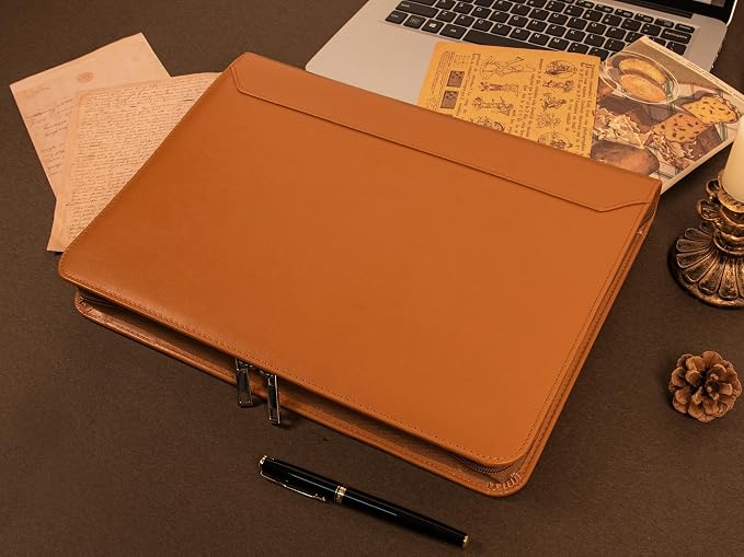 AZXCG Zipper Portfolio Padfolio Binder,3 Ring Padfolio for Women and Men,Business Portfolio Organizer for Women with A4 Writing Pad Holder,Business Portfolio for Meeting,Business,School,Work