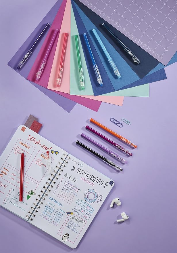 PILOT FriXion Ball Stick 07-0.7mm Nib Tip - Erasable Gel Ink Pens - In Wallet Gift Packaging (Assorted Wallet of 12)