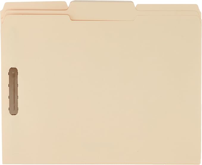 Amazon Basics Manila File Folders with Fasteners for Organized Filing, Letter Size, 100-Pack