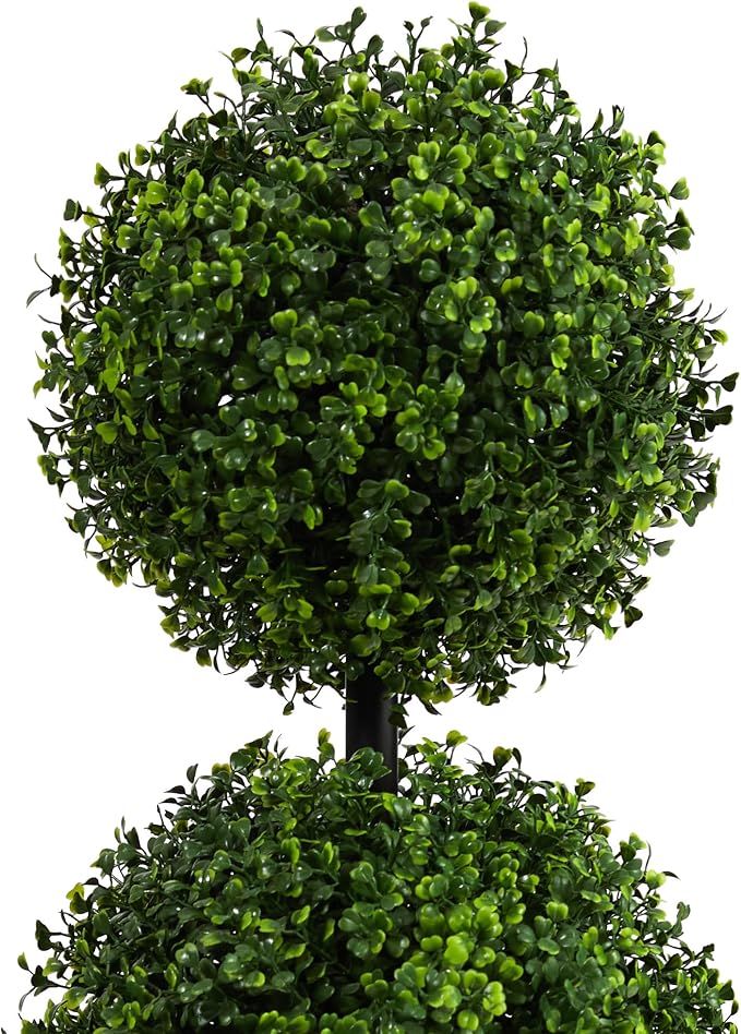 Nearly Natural 36 in Artificial Triple Ball Boxwood Topiary Tree with Pot | For Indoor or Outdoor Use, Realistic Faux Greenery, Home Patio and Office Decor, Low-Maintenance
