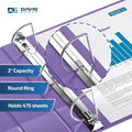 Premium Economy 3-Ring Binder, Spine Label, 2" D Rings, 6 Pack | Heavy-duty binder, fits 8.5" x 11" paper, purple, customizable spine, made in Canada, ideal for school or office use