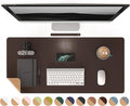 RENMTURE Dual-Sided Mouse Pad, Natural Cork & PU Leather Large Desk Pad for Office and Home Work, Desk Protector Non-Slip, Waterproof, Easy Clean (Dark Coffee, 36"x17")