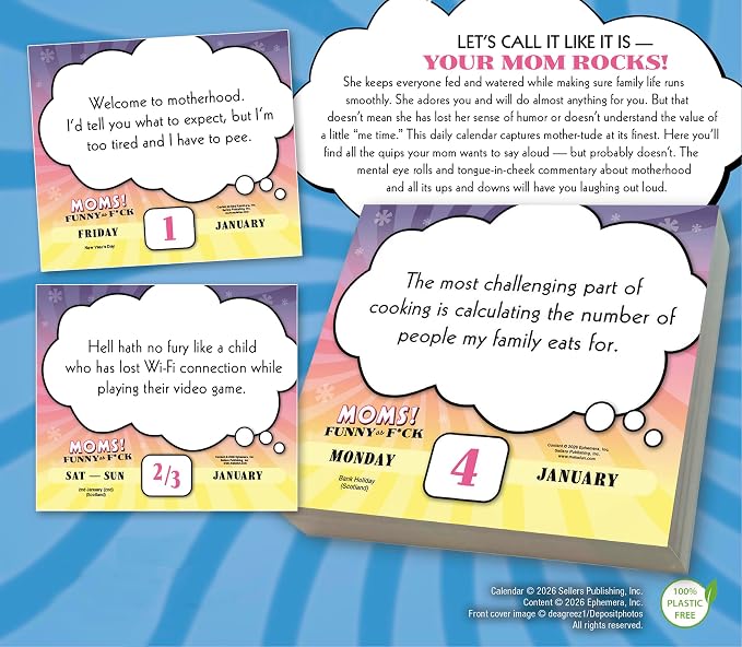 Moms! Funny as F*ck 2027 Daily Desk Calendar: Boxed Page-a-Day Humor Calendar with Day-to-Day Sarcastic Mom Jokes, Relatable Quotes & Laugh-Out-Loud Truths