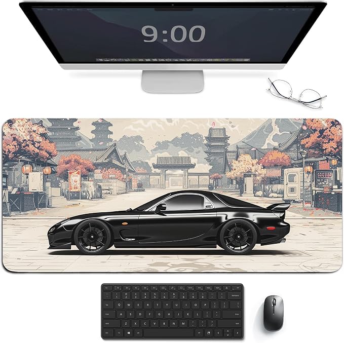 Car Large Mouse Pad Gaming Mousepad Rx7 Cool Black Sport Car JDM Japanese Desk Mat Big Mousepad Extended Keyboard Computer Pad 40X90cm