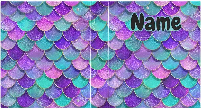 Custom 3 Ring Binder Mermaid Scales 1.5" Round Ring Binders Personalized Name View Binder with 200 Sheet for Kids School Supplies Women Men Office, 1 Pack