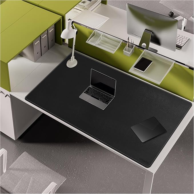 CENNBIE Leather Desk Pad Large, 47.2" x 27.5" Desk Mat Protector (Black) | Premium Stitched Edges Resist Wear. Waterproof, Non-Slip & Easy To Clean. Protects Desk From Scratches. For Office & Home.