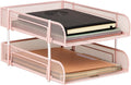 Mind Reader Stackable Paper Tray, Desktop Organizer, File Storage, Office, Metal Mesh, 2 Pcs, Pink