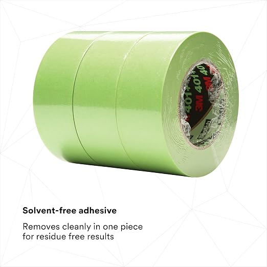 3M High Performance Green Masking Tape 401+, 48 mm x 55 m, 6.7 mil | 12 Roll/Case, Strong Holding Power for Automotive, Specialty Vehicle and Industrial Markets