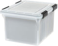 IRIS USA WeatherPro File Box Organizer, Letter/Legal, 32 Qt. Clear | Protect files and paperwork with a durable design featuring secure closure and convenient organization