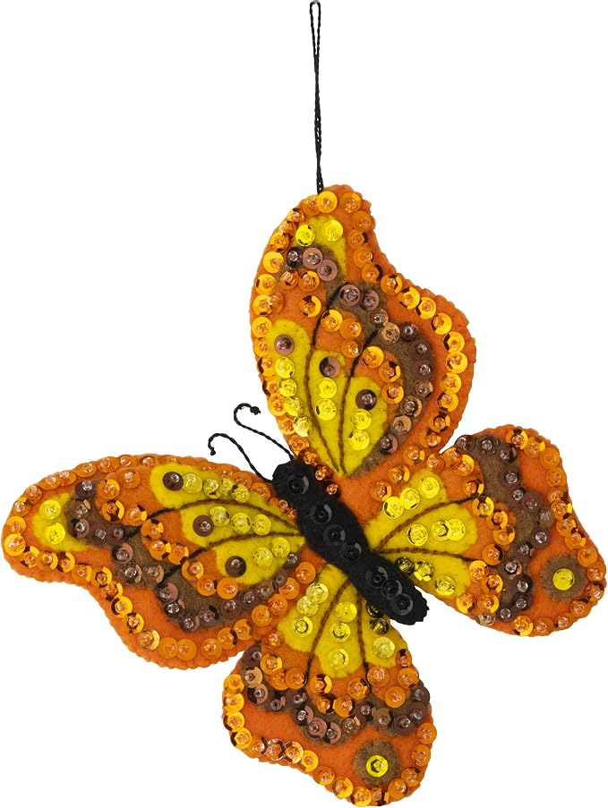 Bucilla Felt Applique 6 Piece Ornament Making Kit, Butterfly Garden, Perfect for DIY Arts and Crafts, 89488E
