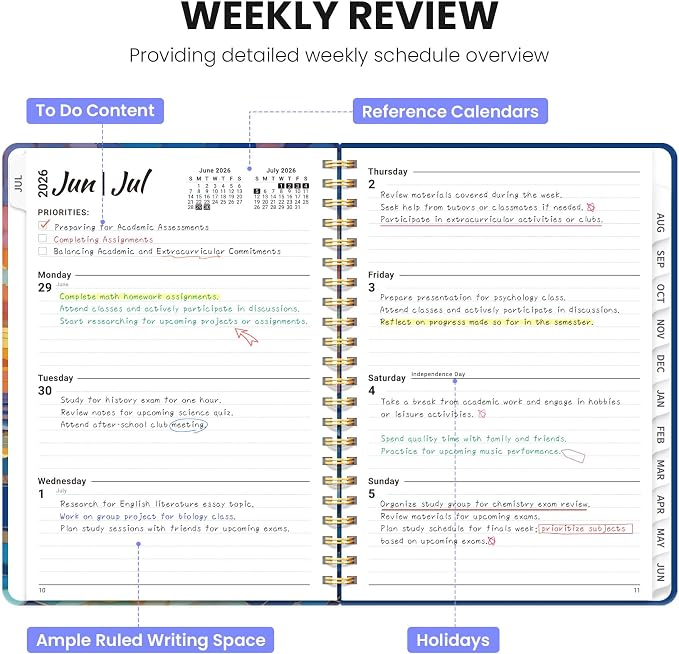 ZOTIA Planner 2026-2027, Jul 2026-Jun 2027 Weekly & Monthly Calendar