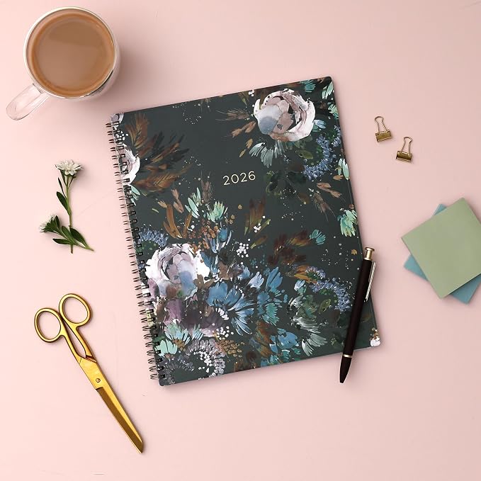 Blue Sky 2026 Weekly & Monthly Planner Calendar, 8.5"x11", Midnight Garden