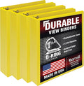 Samsill Durable 1.5 inch 3 Ring Binder, D Ring Binder, 100% Recycled Chipboard, Yellow, 4 Pack