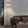 Modern Floor Lamp with 3 Color Temperatures, Square Linen Shade & Solid Iron Flat Base for Stability - Perfect for Compact Spaces Under Sofas or Behind Sectionals, Living Room, Bedroom, Office, Blue