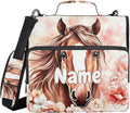 Custom Brown Horse Watercolor Flower 3 Ring Binder Bag 1.5 inch Personalized Name Binder Organizer 500 Sheet Documents Storage for School Office