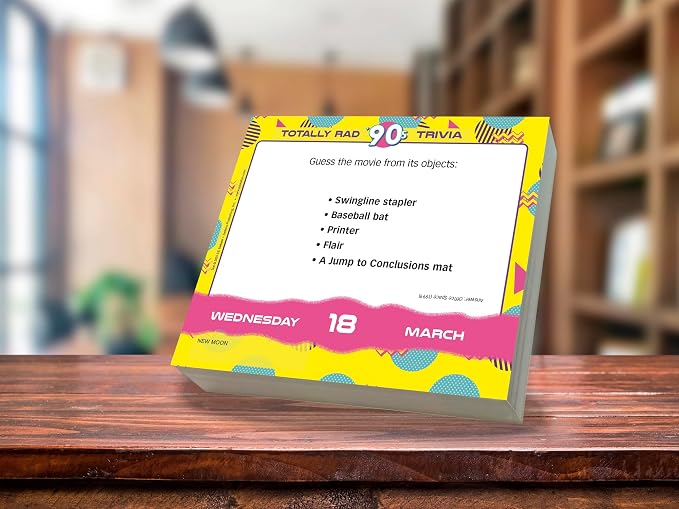 Totally Rad 90s Trivia 2026 Daily Desk Calendar: Boxed Page-a-Day Throwback Quiz Calendar with Day-to-Day Pop Culture, Games & Iconic 90s Moments