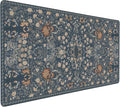 Floral Aesthetic Wildflower Gaming Mouse Pad, Blue Pink Rug Desk Mat with Anti-Slip Base & Stitched Edges, Office & Home Desk Decor for Women, 35.4" x 15.7" in Computer Desktop Mat