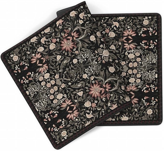 Floral Aesthetic Wildflower Gaming Mouse Pad, Black Rug Desk Mat with Anti-Slip Base & Stitched Edges,35.4" x 15.7" in Desk Accessories for Women, Home Office Decor & Artistic Gift