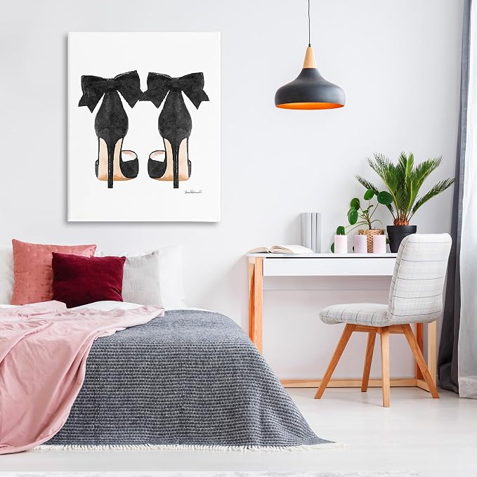 Glam Pumps Heels with Black Bow, 36 x 48 Inch Canvas Wall Art | Stupell Industries · By Amanda Greenwood · Ready to hang · Chic fashion decor for home or office · Made in USA