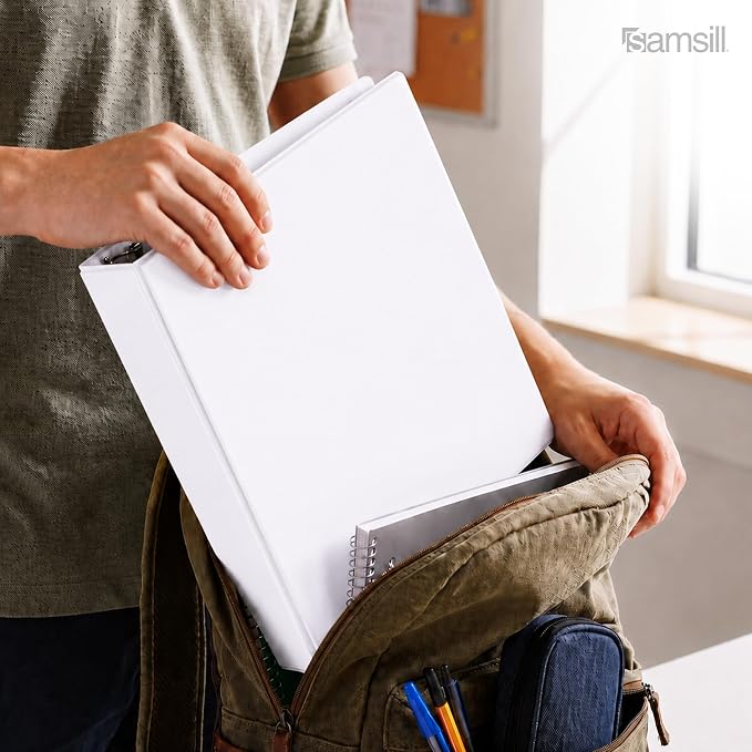 Samsill 1.5 Inch 3 Ring Binders, Economy Round Ring, Clear View Cover, 325 Sheet Capacity - for School, Home, Office - White, 6 Pack