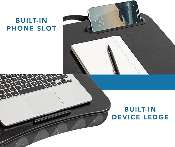 LAPGEAR Designer Lap Desk – Gray Argyle, 2-Pack with Storage Basket