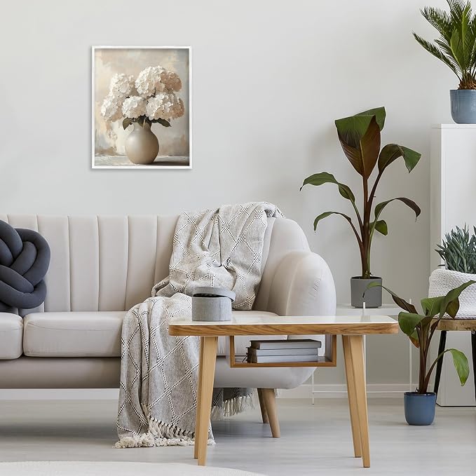 'Vase of Hydrangeas in Bloom'| Framed Giclee Art | Stupell Industries | White, 11 x 14 Inches, Easy to Hang and Sturdy, Made in USA, by LSR Design Studio