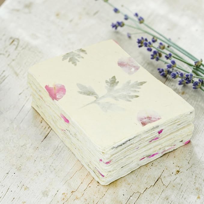 Handmade Lokta Card Stock 5x7 Deckle Edge, Forest Wanderer (100 Sheets) | Kathmandu Valley Co. pressed flowers & leaves, decorative stationery, DIY wedding invitations, thank you notes, made in Nepal