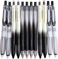 Fengtaiyuan Retractable Gel Pens, 0.5mm Black Ink ST Fine Point, Quick Dry No Smudge 3 Styles (Silent Click/Ergonomic Triangular Grip) for School Office Exam Note Taking, 12 Pack