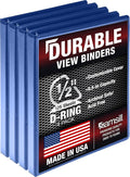 Samsill Durable 0.5 Inch Binder, D Ring Binder, 100% Recycled Chipboard, Blue, 4 Pack