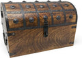 Nautical Cove Treasure Chest Keepsake and Decorative Wood Box (XX-Large 13x8x8.75) - Storage Box, Wooden Box with Hinged Lid, Rustic Storage, Pirate Storage Box, Vintage Wooden Chest
